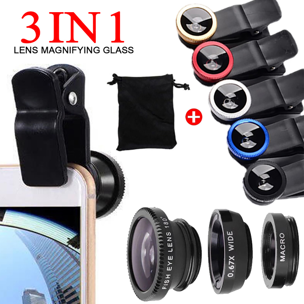 Lens Camera Clip - 3 in1 180° Fish Eye Mobile