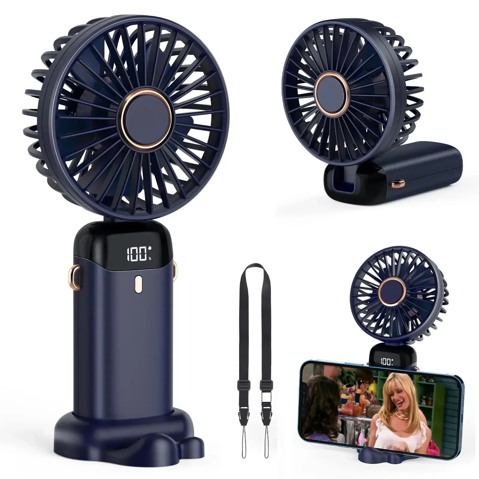 5000mAh Handheld Mini Fan Wire - огляд і ціна Neck Hanging Phone Holder